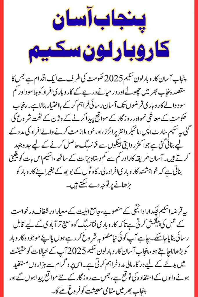 How to Apply for the Punjab Asaan Karobar Loan Scheme 2025 Know Eligibility Criteria