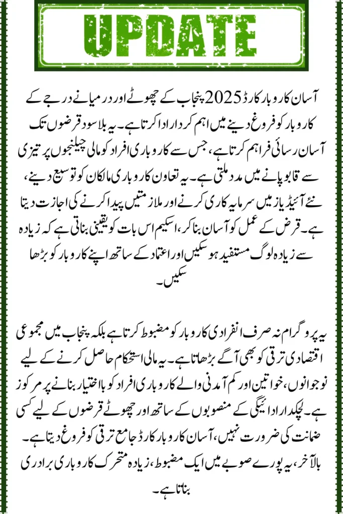 Asaan Karobar Card 2025, Smooth Funding Solutions for Businesses in Punjab