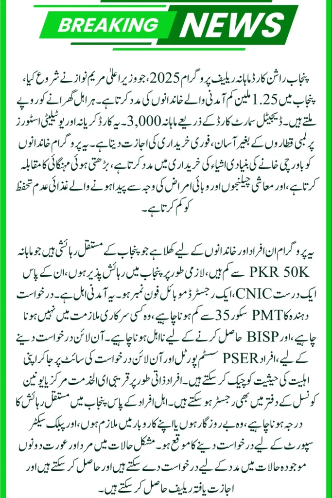 Punjab Ration Card Monthly Relief Program September 2025 Check Eligibility and Benefits Ongoing Update