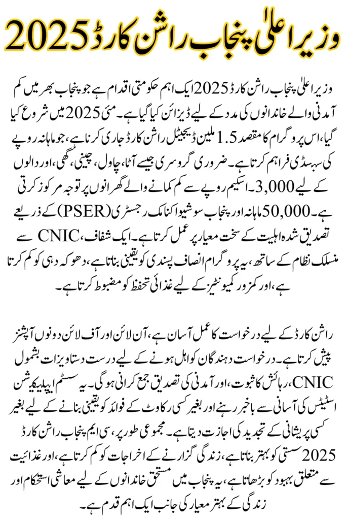 CM Punjab Ration Card 2025, Application Process, Eligibility and Renewal