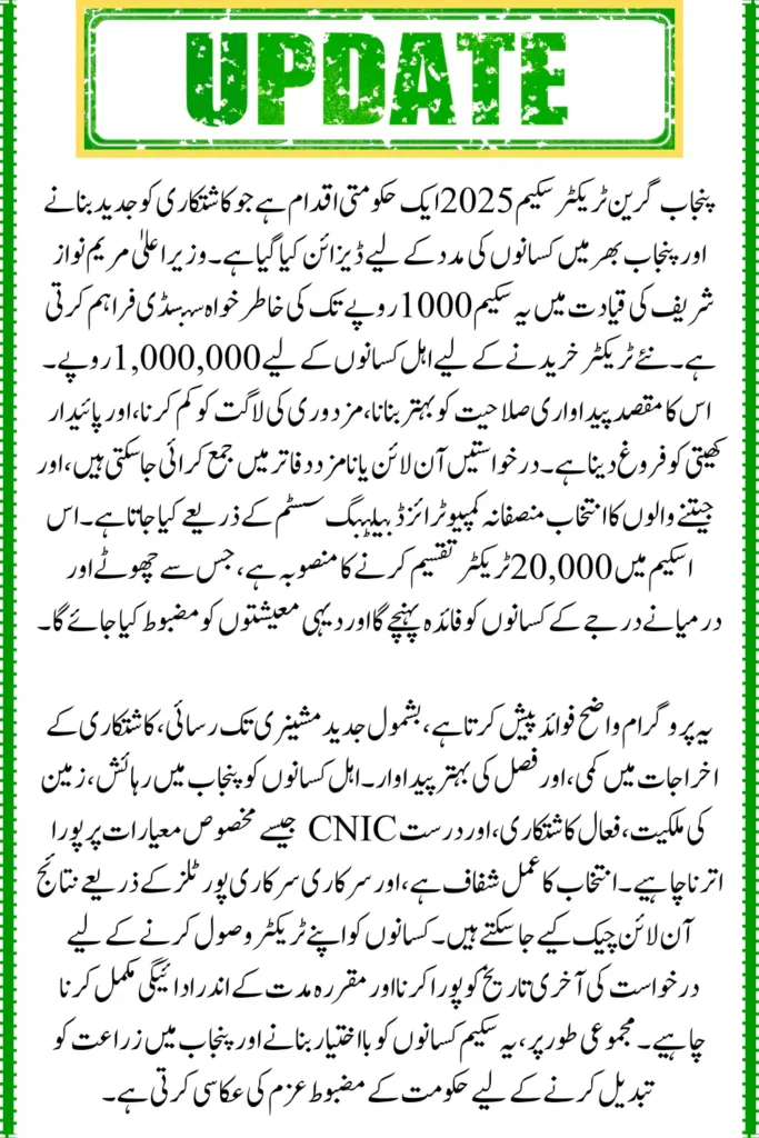 Punjab Green Tractor Scheme 2025 Latest Winner Announcement and Details