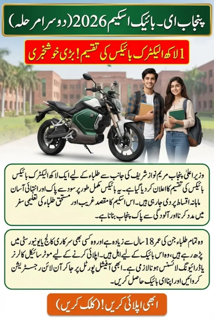 100,000 E-bikes Distributes Through Punjab Bike Scheme Phase 2 By ...