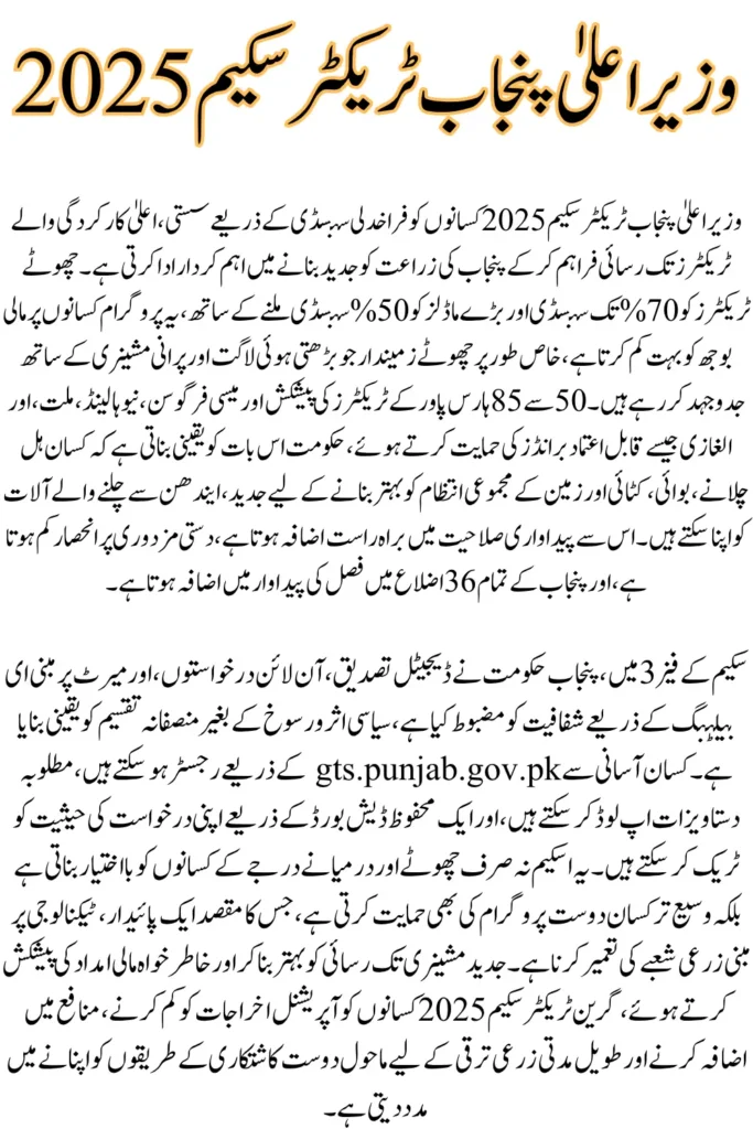 CM Punjab Tractor Scheme 2025 – Eligibility, Benefits, and Complete Guide for Farmers to Apply