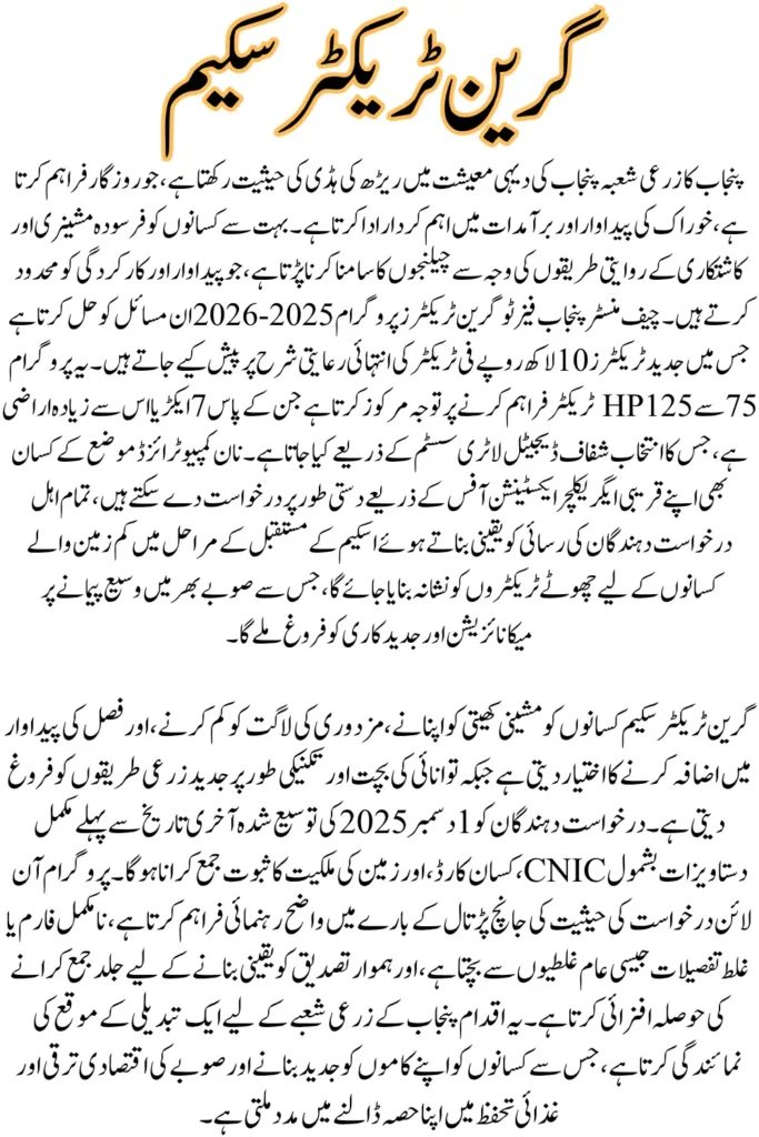 Punjab Tractor Scheme Application: Final Deadline Extended to December 1, 2025 – Apply Now and Eligibility Criteria